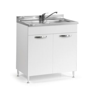 Sottolavello 80x50x85H cm con due ante bianco frassinato lavello incluso